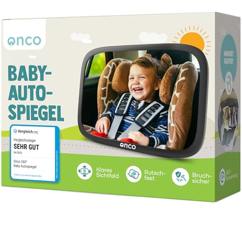 Onco 360° Baby Autospiegel - 2025 Vergleichssieger, 100% bruchsicher &...