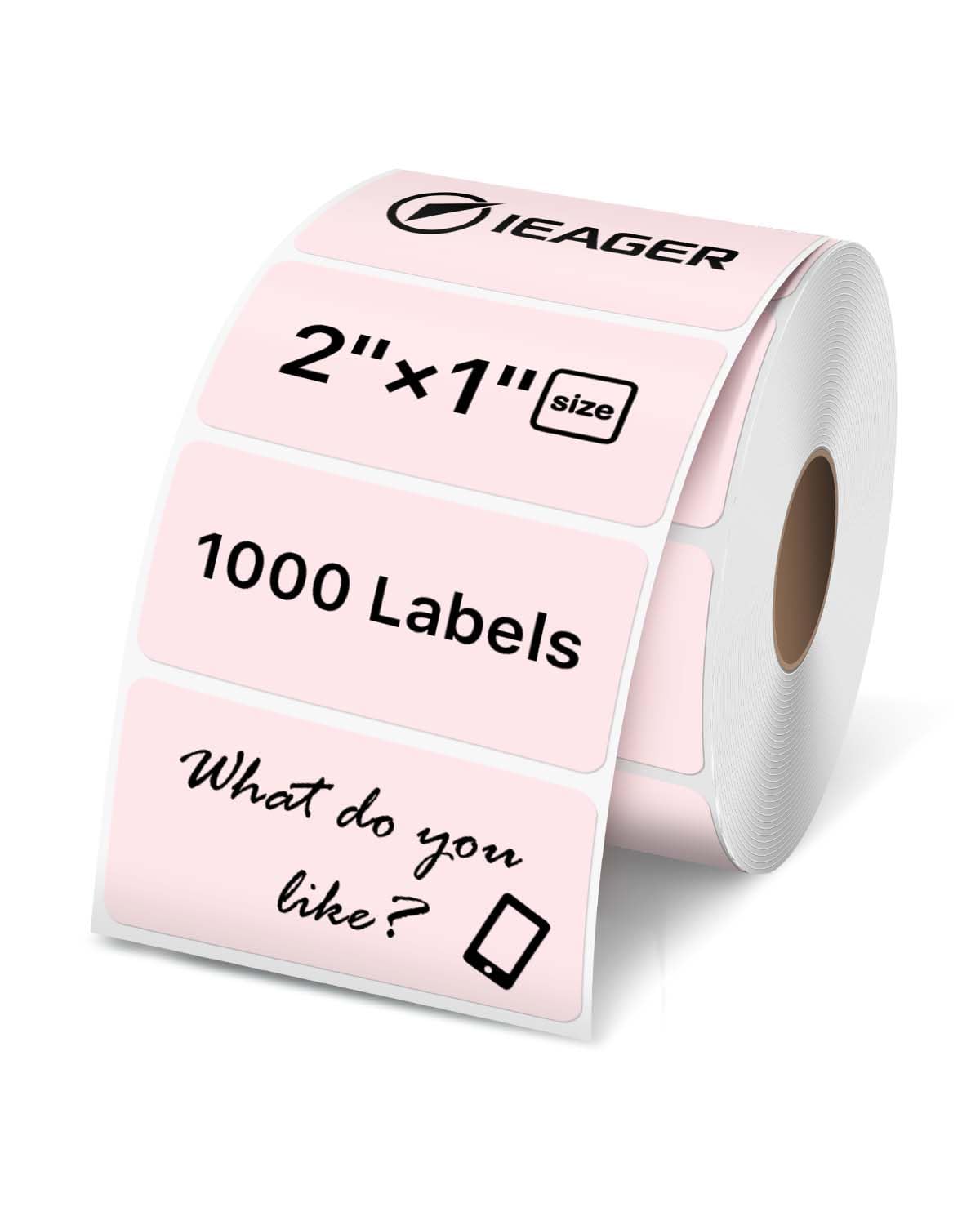 iEager 2x1 Inch Thermal Labels, Pink Rectangle Thermal Printer Stickers, Durable Shipping Label Printer Sticker for Barcode, Name, Address, 1000