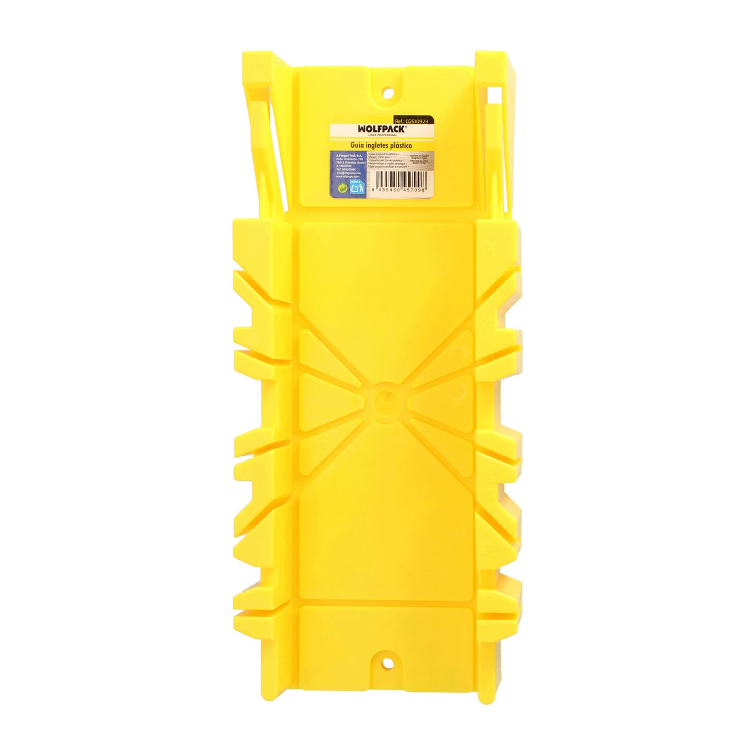 WOLFPACK LINEA PROFESIONAL Guia Ingletes Plastico 10,5x 30 cm. Caja Ingletes, Caja Sierra Ingletadora, Guia Ingletadora. 3 Angulos