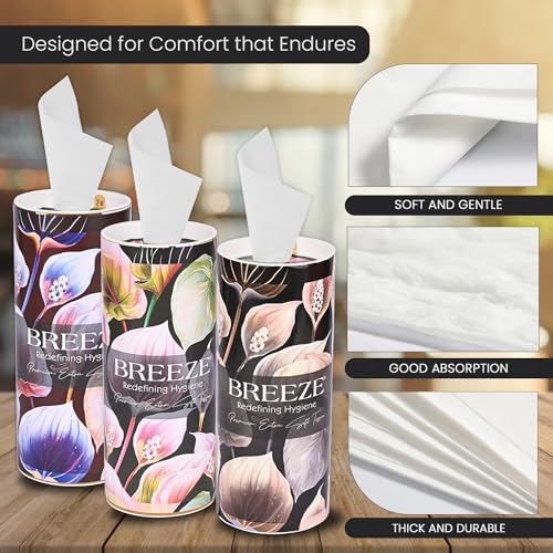 Image of BREEZE 2 PLY 120 Sheet 60 Pulls Facial Tissue Soft Wipe Round Box Face Tissues (Combo of 3,Multicolor)