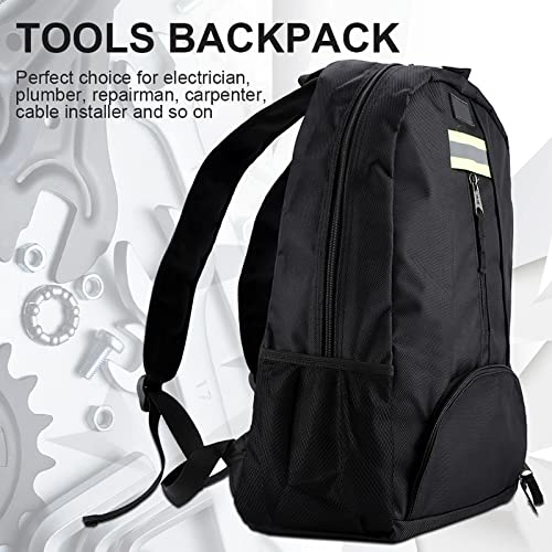 Waterproof Multi Pocket Tools Backpack Bag for a Contractor Electrician, Repairman, Tool Backpack Perfect Storage and Organizer (Black) - Image 2