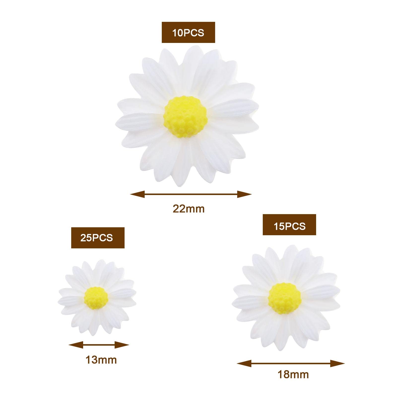 Statue Deco,Fleur De Marguerite Blanche En Résine,cabochon à Dos Plat