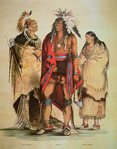 Tableau Indiens du Nord George Catlin impression d'art sur toile 60x90cm