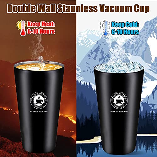 Image of Travel Mug, Insulated Coffee Cup Reusable with Leakproof Lid & Handle, Double Wall Vacuum Stainless Steel Car Coffee Mug for Hot and Cold Water Coffee and Tea, 500ml (Black)