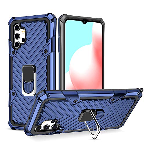 Samsung Galaxy A32 5G Case with Tempered Glass Screen Protector [2 Pack],Suordii Heavy Duty Shockproof Protective Phone Case[Double Protection], with 360Â°Rotation Ring Stable Kickstand - Blue