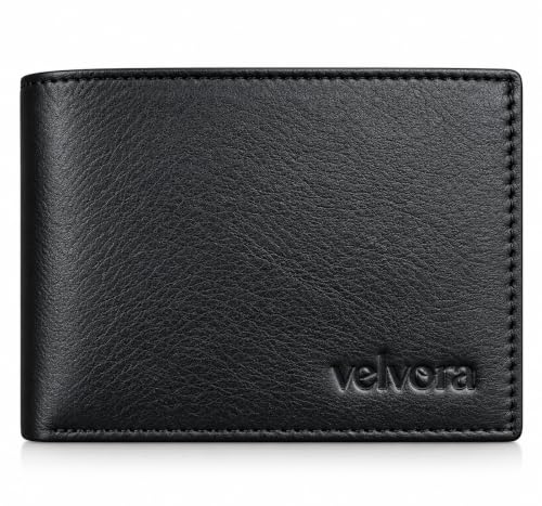 Image of Men's Bifold Wallet, Premium Leather Look Wallet for Men with Multiple Card Slots, Cash Compartment & Compact Slim Design, Stylish Everyday Pocket Wallet - Black