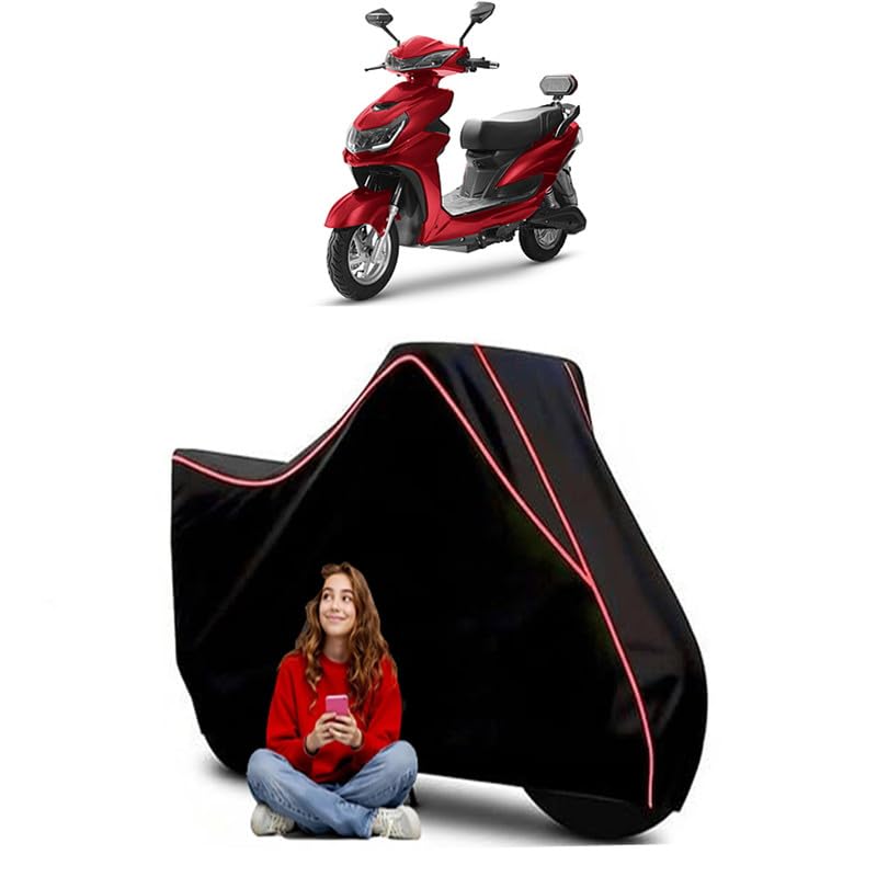 Image of E2Go Scooty Bike Cover Water Resistant Outdoor Use Universal Fit Scooters Motorcycles Heavy Duty UV Protection Dust Rain Scratch Resistant Elastic Bottom Black Blue Piping