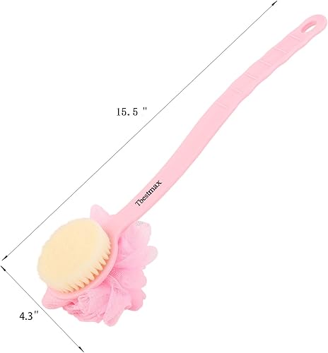 Miniatura 2 de Tbestmax Esponja de esponja para la espalda, cepillo de cuerpo de ducha de mango largo con esponja de malla suave para mujeres, baño exfoliante de