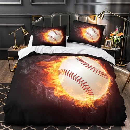 Parure de lit baseball feu housse couette douceur confort 135x200