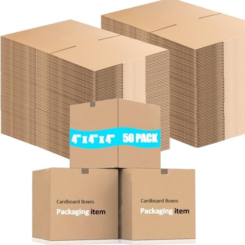 WENQUIT 50PCS Shipping Box 4x4x4Inch, Cardboard Corrugated