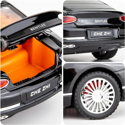 Image of New 1:24 Bentle Continental Diecast Alloy Metal Pull Back Car with Openable Doors Music Sound and Light Vehicle Toy Car for Kids Boys (White)