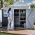 DWVO 8x6ft Large Tool Storage Shed with Window, Lockable Doors, and Sloped Roof, Oversized Steel Outdoor Storage Shed for Garden, Patio, Garage, Backyard, Lawn - Gray & White