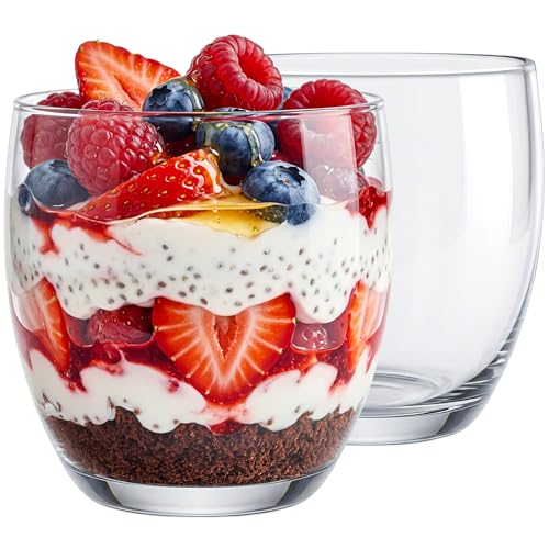 KONZEPT Dessertgläser 12-teiliges Set aus Glas, große Gläser für Nachtisch 225ml, perfekt für Tiramisu, Panna Cotta, Pudding, Joghurt-Müsli und Schichtdesserts