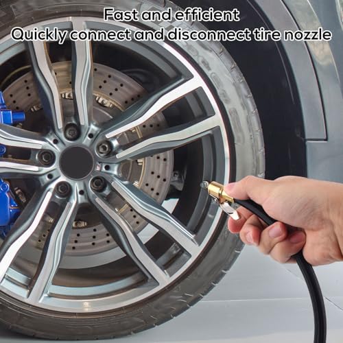 Image of Tire Inflator Extension Hose, Tire Valve Extension Tube High-Pressure Quick-Inflation Clip Connector Clip on Air Pump Chuck Adapter for Car Motorcycle Bicycle Maintenance Compressor Accessories