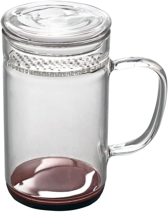 透明自带月牙过滤玻璃杯花茶杯ティーカップ个人泡绿茶杯耐热带盖ハンドル男女水杯子