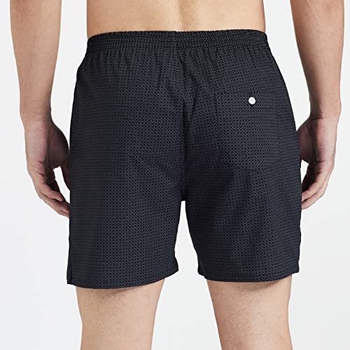 Image of Longies Pure Cotton Men Printed Boxers Pack of 3 Regular Shorts (LGBOXPO3V003 Black,Off White,Navy3267 XL)