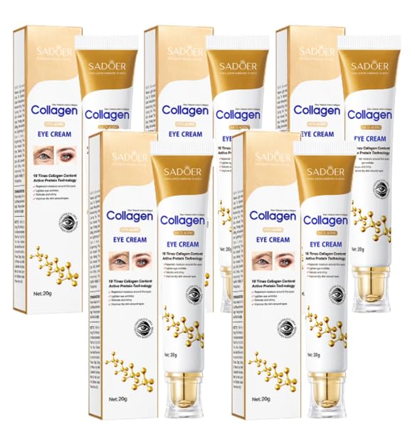 5 Unidades Crema Ojeras Y Bolsas Con Colágeno (Total 100 G), Contorno Ojos, Antiojeras, Antiedad, Reduce Las Líneas De Expresión, Mejora Las Ojeras Y Las Bolsas Debajo De Los Ojos