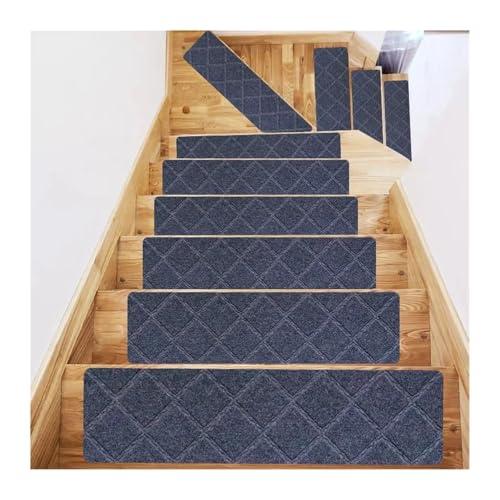 滑り止め階段マット,階段用カーペット, 屋内木製階段用階段カーペット踏板 8枚パック 再利用可能 マルチカラー(Color 14)