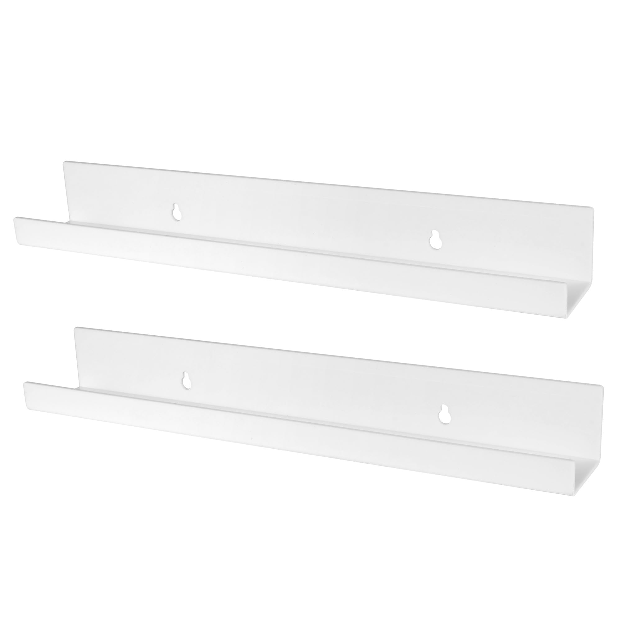 evron Acrylic Floating Shelves – 2-Pack White Wall Shelf for Bathroom, Bedroom, or Kitchen – Easy Installation with Adhesive (No-Drill) or Screws (