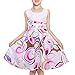 Sunny Fashion Girls Dress Purple Paisley Flower Print Double Bow Tie Size 7-8