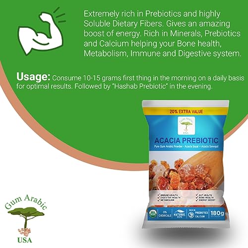 Acacia PREBIOTIC - E414 Acacia Fiber - Pure Gum Arabic Powder - Acacia Seyal + Acacia Senegal Mix - Image 3