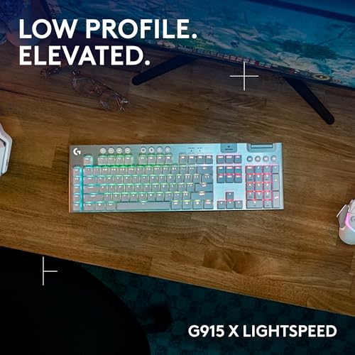 Logitech G915 X Lightspeed Low-Profile Wireless Gaming Keyboard, Double-Shot PBT Keycaps, Fully Programmable Keys, RGB Backlighting, Sleek Aluminum Finishing, GL Brown Tactile Switches-PC/Mac - White by Logitech G - Image 2