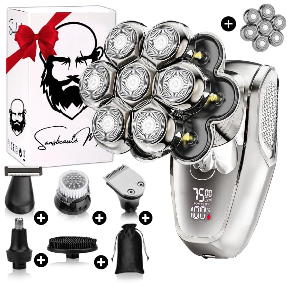 6-in-1 Rasierer Herren + Extra Rasierkopf - Sansbeauté SkullSharp MAX