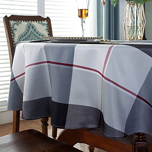SASTYBALE Round Tablecloth 70", Checkered, Grey