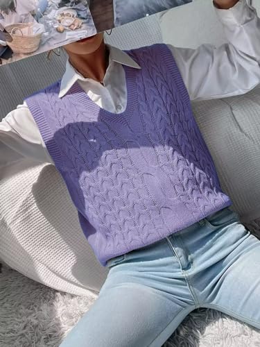 Image of Womens Sweater Vest Sleeveless Cotton Casual V Neck Pullover
