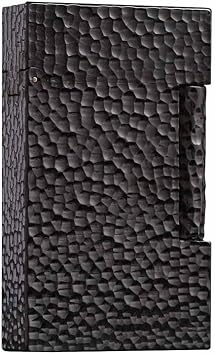 Classic Brass Lighter Hammered Texture Carved Vintage Side Slide Ignition Butane Refillable Lighter for Men, Dad, Husband, Unique Collectible,Black