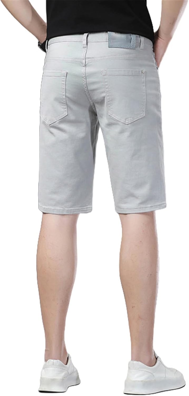 Men's Summer Six-Pocket Denim Trendy Versatile Mid-Length Elastic Casual Capri Shorts