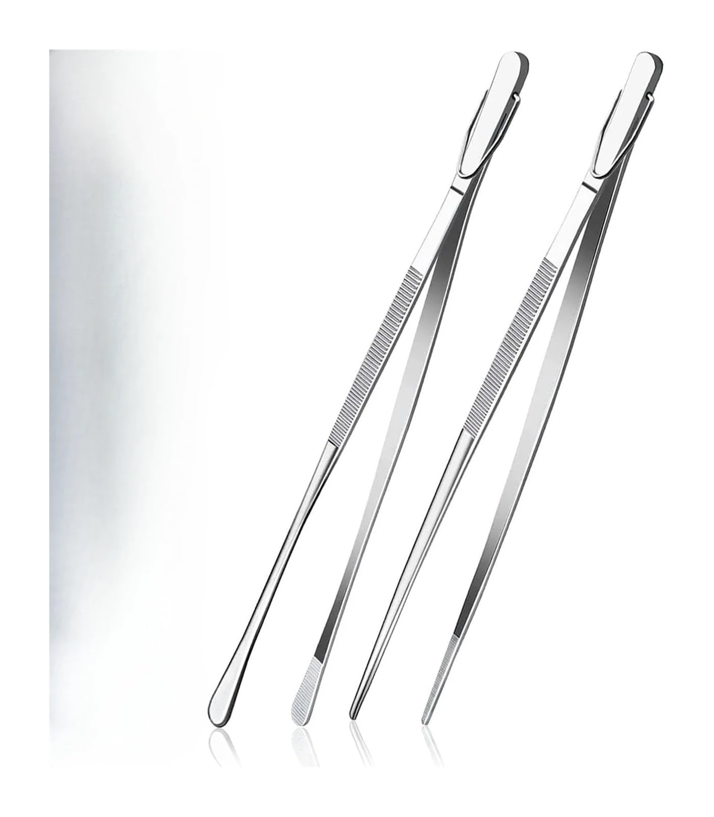 Pinzas para Barbacoa, Pinzas de Cocina for Barbacoa, 2 Piezas, 12 Pulgadas, Pinzas Finas, Pinzas de Cocina de Acero Inoxidable extralargas, Accesorios de Cocina
