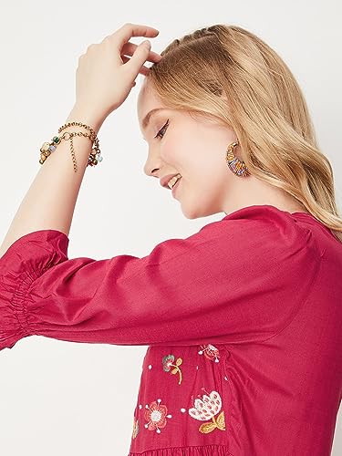 Image of Max Women A-Line Embroidered Midi Dress