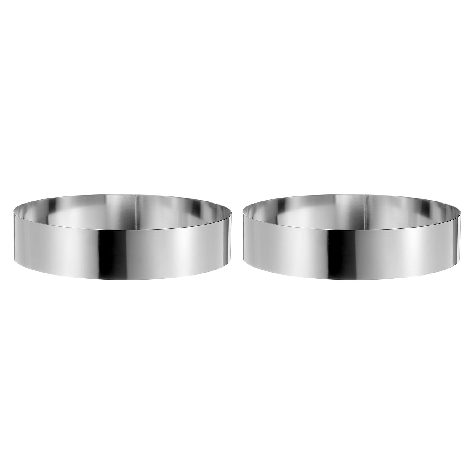 QUARKZMAN 2Pcs Anillo Redondo para Pastel de 9 x 2" de Acero Inoxidable sin Costuras Recubrimiento de Espejo para Repostería y Postres Herramienta para Hornear y Cocinar