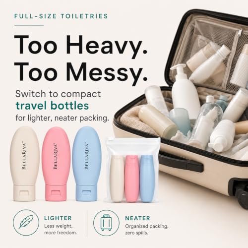 Image of Travel Bottles for Toiletries | Silicone Leakproof Refillable Squeeze Bottle Set | Travel Bottle Kit for Toiletry, Travel Kit, Travel Accessories for Shampoo, Lotion & Cosmetic (Set of 3)