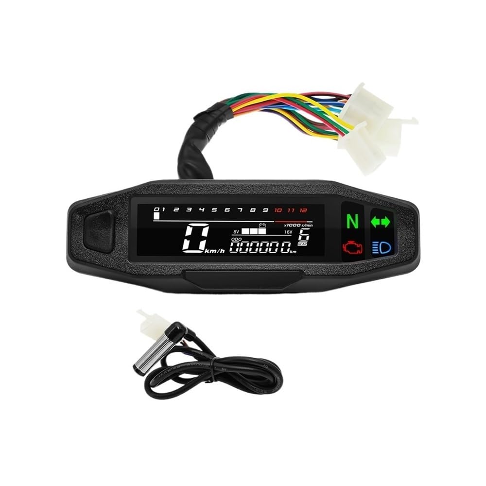 199km/h Medidor de tacómetro para motocicleta Medidor de millas totales digitales universales Odómetro con soporte Luces Acceso al motor Odómetro para motocicleta Medidor de viaje (Gd)