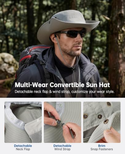 Fishing Sun Hats for Men Women, Sun Protection Hat with Neck Flap UPF 50+, Wide Brim, Breathable, Adjustable, Lightweight, Portable, Outdoor - image 5
