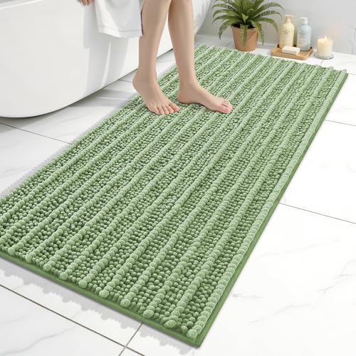 Image of Arotive Luxury Large Bathroom Rugs 45x27, Extra Soft Thick Absorbent Shaggy Chenille Bath Rugs, Machine Wash Dry, Bath Mats for Bathroom Floor, Tub and Shower, Home Decor Accessories, Sage Green