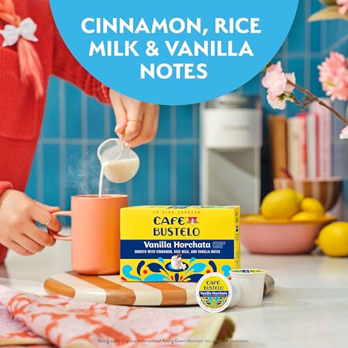 Image of Cafe Bustelo Vanilla Horchata Artificially Flavored Coffee Pods, 60 Count | 6 boxes of 10 pods each, Compatible with Keurig brewers (Not affiliated. See full product description), SNAP EBT eligible