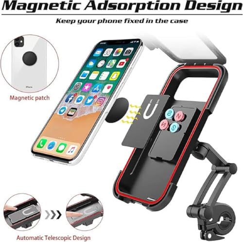 Image of Bike /Scooty Mobile Stand, Waterproof Cell Phone Mount Holder, Universal Bike-Cycle Handlebar Sensitive Touch Screen, Fit 4-7.2 Inches All Smartphones Adjustable 360 Rotation Phone Case with TPU