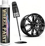 cocomfix Gloss Black Rim Touch Up Paint, Rim Paint Pen, Car Wheel Scratch Repair Kit for Curb Rash & Scratches, Universal Gloss Black Enamel paint for Alloy/Metal rims (1 fl oz), Scratch Resistant, Covers 1 Sq Ft