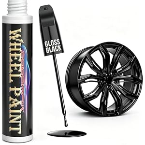 cocomfix Gloss Black Rim Touch Up Paint, Rim Paint Pen, Car Wheel Scratch Repair Kit for Curb Rash & Scratches, Universal Gloss Black Enamel paint for Alloy/Metal rims (1 fl oz), Scratch Resistant, Covers 1 Sq Ft