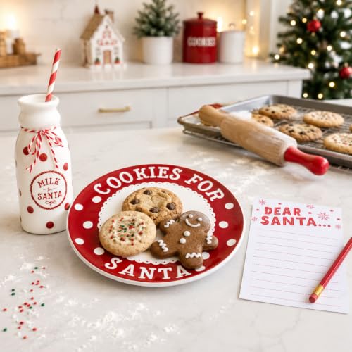 Image of Pearhead Cookies for Santa Plate, Milk Jug and Notepad Set, 3 Piece Set