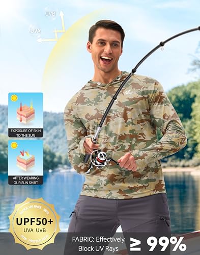 Men's Sun Protection Hoodie Shirt UPF 50+ Long Sleeve Fishing Rash Guard UV SPF Summer Lightweight Hiking Shirt for Men2