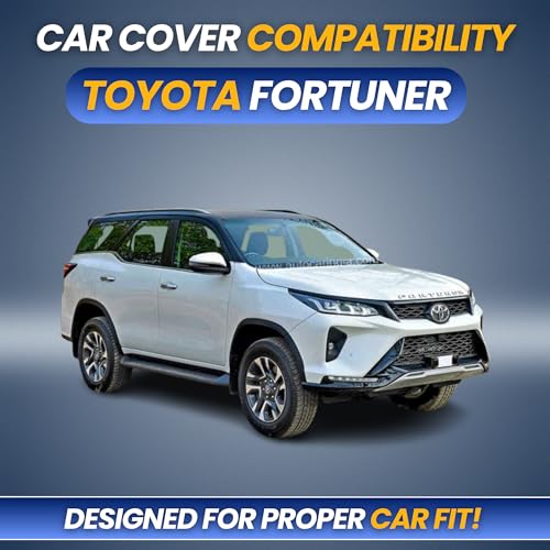 Image of Car Cover for Toyota Fortuner 2012-2016 | 100% Waterproof Heavy-Duty 3-Layer Car Body Cover | All-Weather Rain, UV, Sun & Dust Protection | Custom Fit | Mirror & Antenna Pockets | Navy Blue