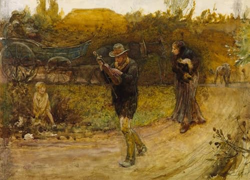 Tableau d'art mural vintage : Les Joueurs Ambulants de George John Pinwell pour chambre