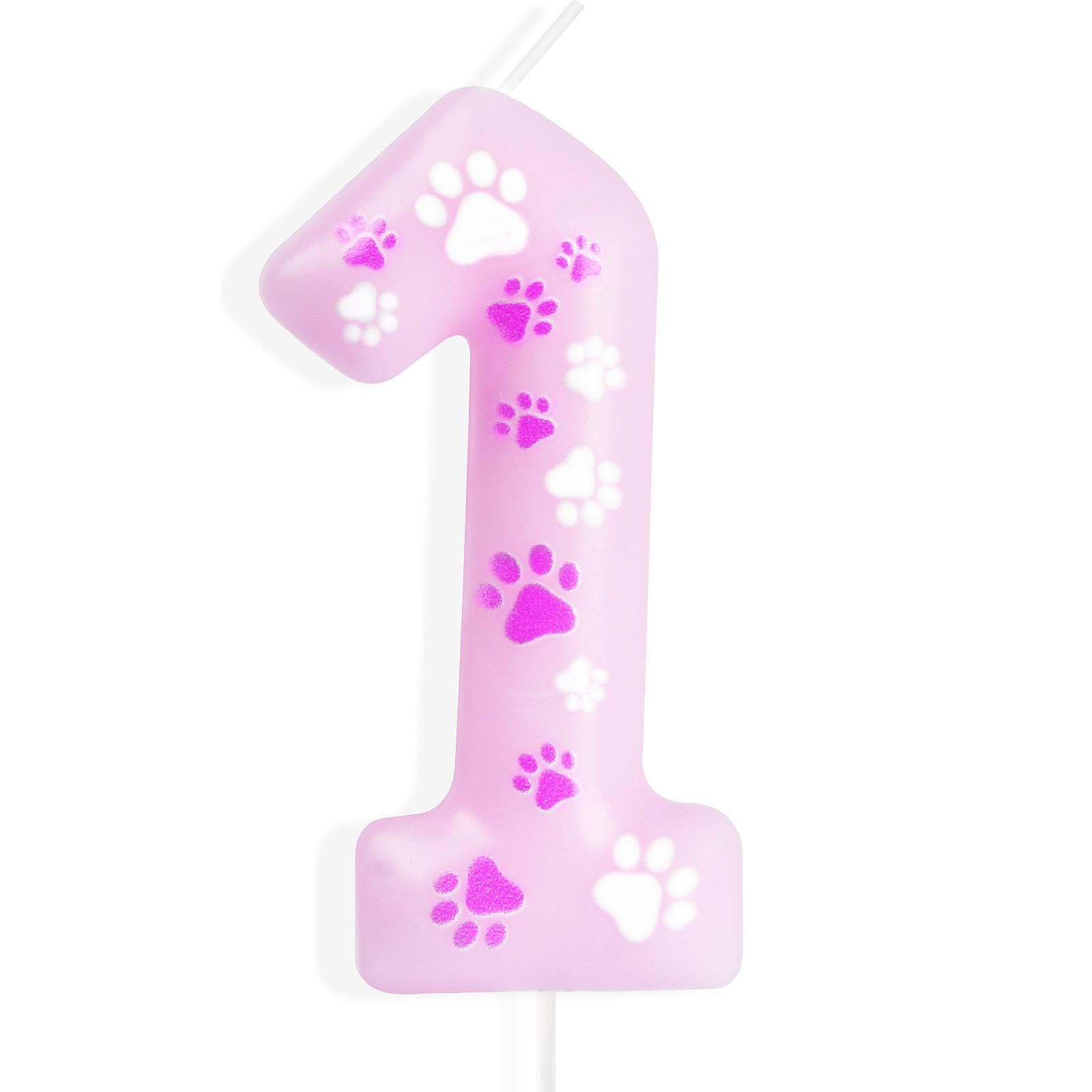 Conelist Candele di compleanno a forma di zampa di cane, decorazione per torta di compleanno con zampa di cane blu, giallo e rosso, decorazione per feste di compleanno per bambini di 3