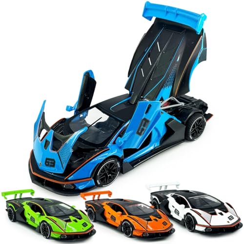 Image of Invite 1:24 Big Lamborghini Essenza SCV12 Diecast Scale Model Metal Pull Back Toy car for Kids with Openable Doors & Light, Music Toy Vehicle for Kids [Blue-Color]