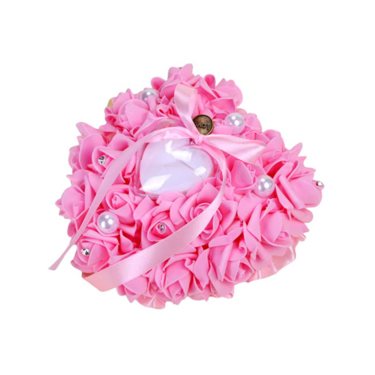 OFFSCH 1pc Flower Bud Heart Shape Pillow for Weddings Cushion for Engagement Ceremonies Bridal Party Accessory -