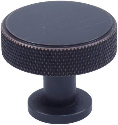 10 Pack Century Round Knob, Regent Bronze/Copper, 1 3/8 inch Dia Cabinet Knob, Furniture Handle, Solid Brass, Diamond Knurling 12917-RZC